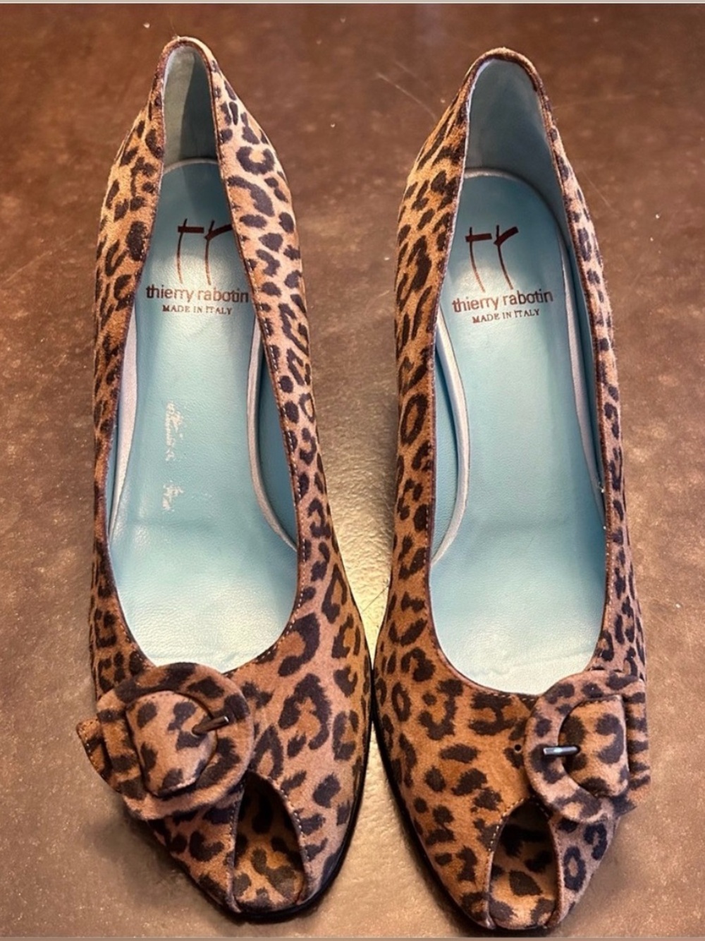 Thierry Rabotin Leopard Print peep toe Heels, made in Italy, size 39.5
